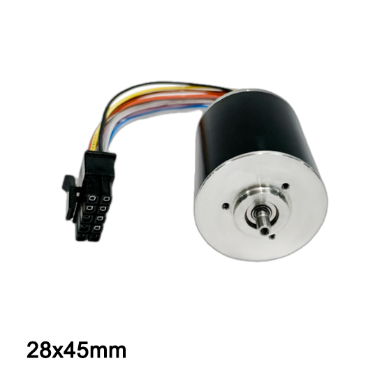 Front flange view of BLDC-52 medical brushless motor displaying installation holes and precision shaft alignment.
